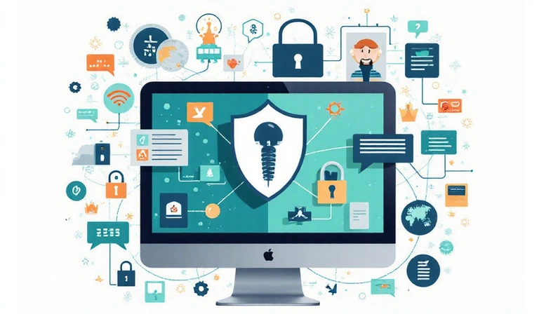 Ilustración de seguridad de datos y privacidad en línea